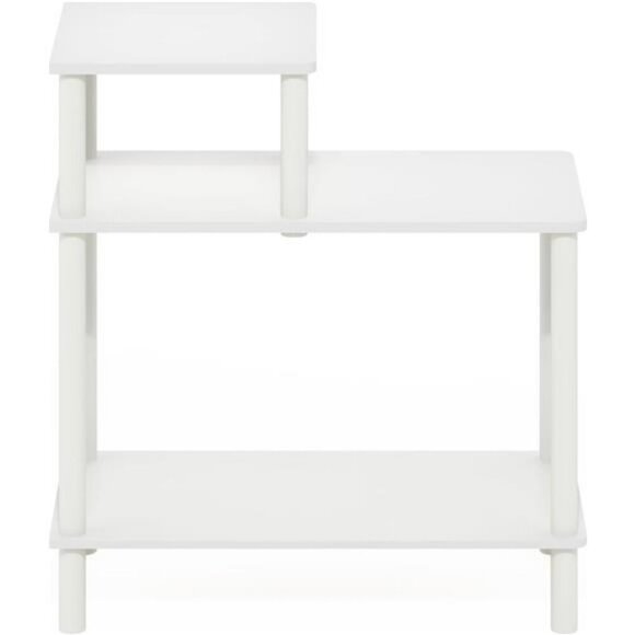 Furinno 3 Tier Sofa Side Table White End Table with Shelves Small Space Furnitur - Picture 4 of 7